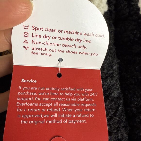 EverFoams Cozy Fleece Lined Slippers in Black, NWT Size US 7-8 - Picture 4 of 4